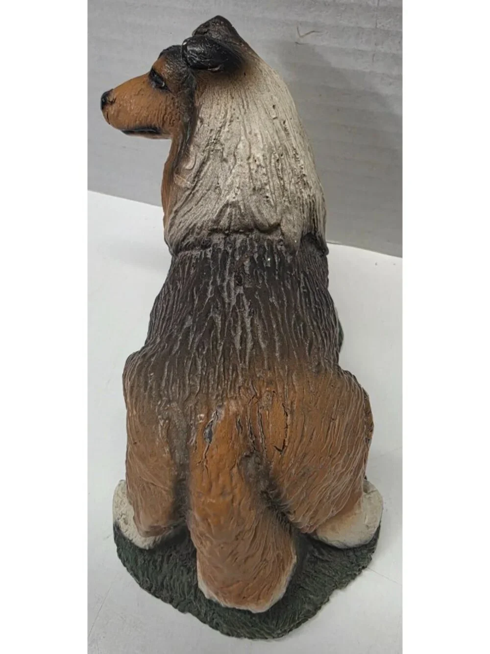 Vintage Rough Collie Dog Wax Candle Hand Painted Textured 4.5
